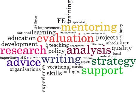 word cloud image to represent what the Policy consortium does